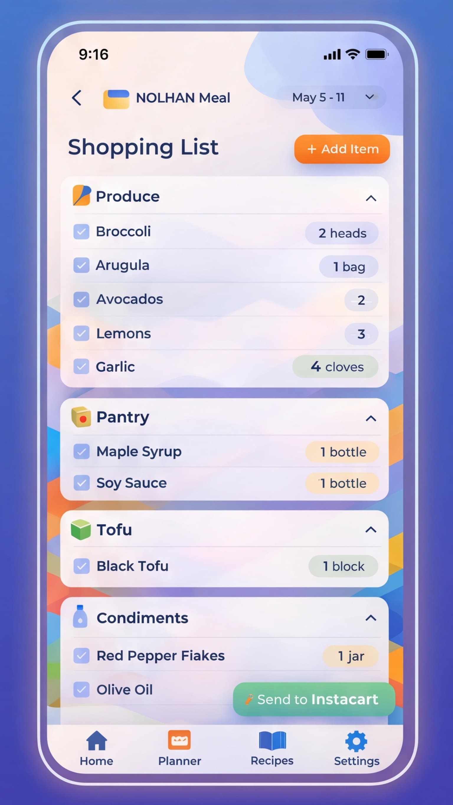 Meal Planner – Screen 1