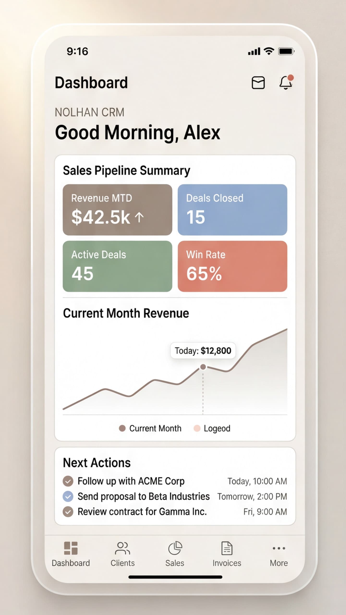 Client CRM – Screen 1