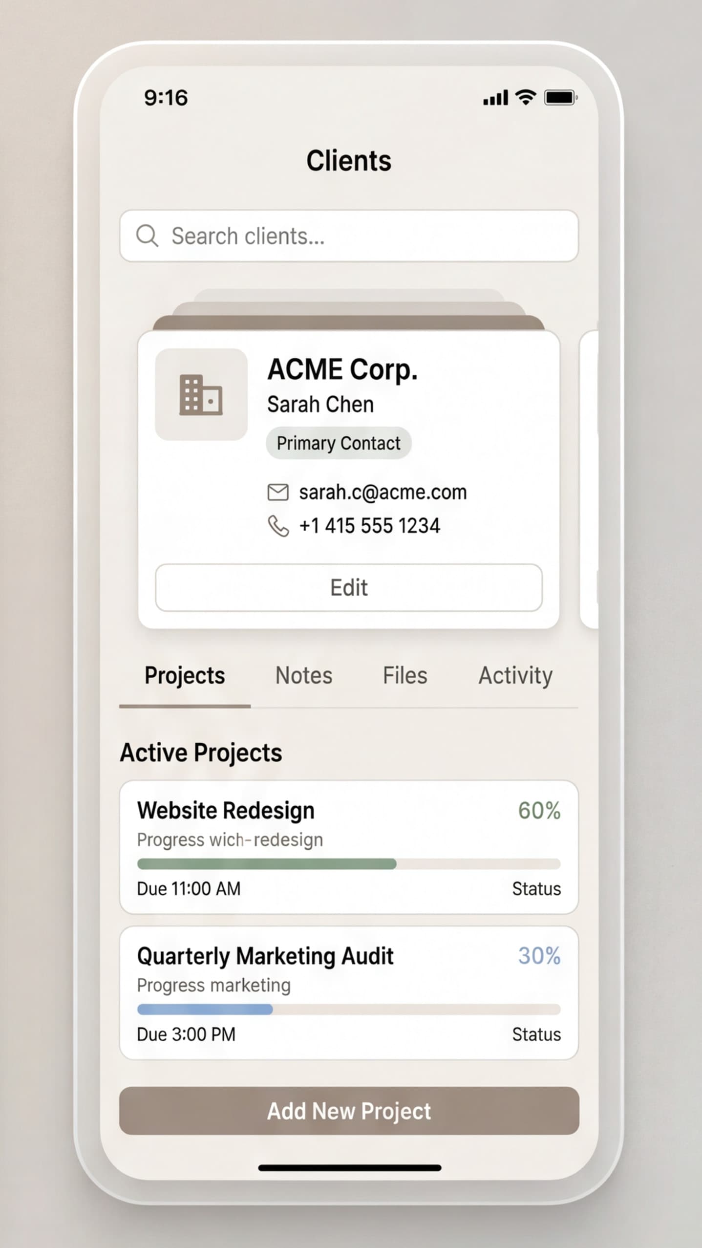 Client CRM – Screen 2