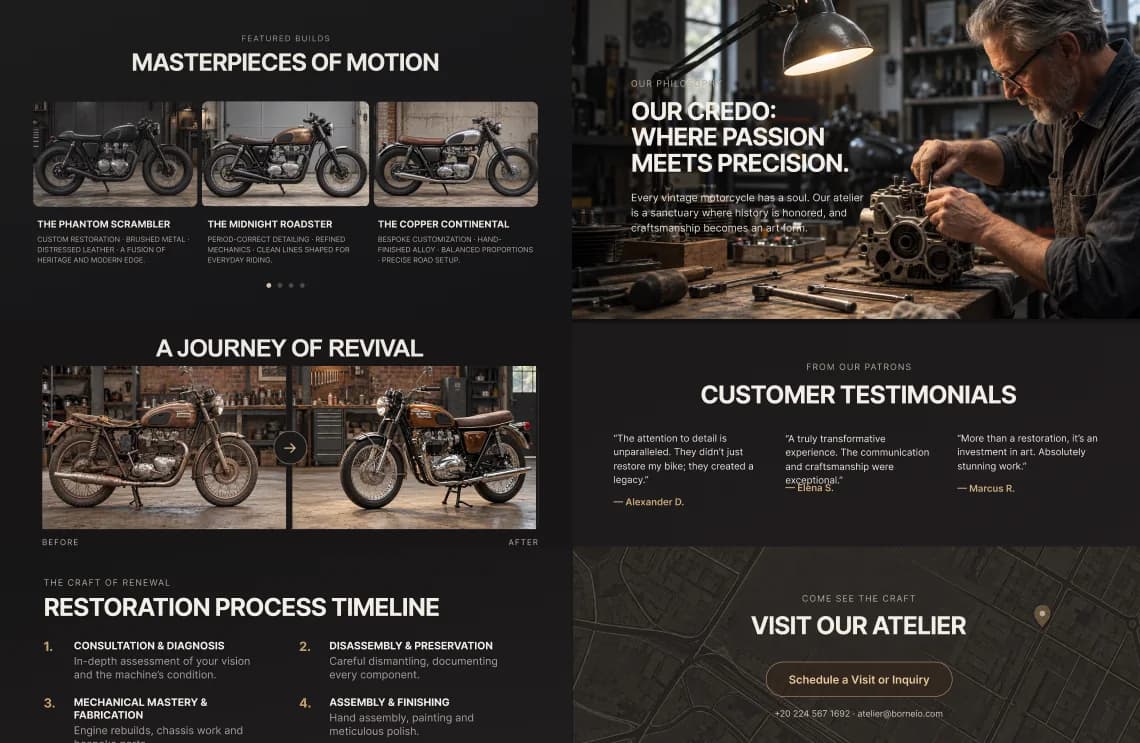 Atelier Chrome & Craft website detail